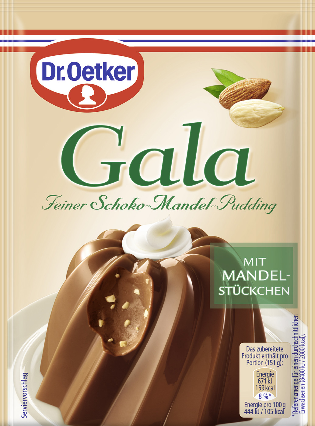 Dr.Oetker Gala Feiner Schoko-Mandel-Pudding 2ST 110G