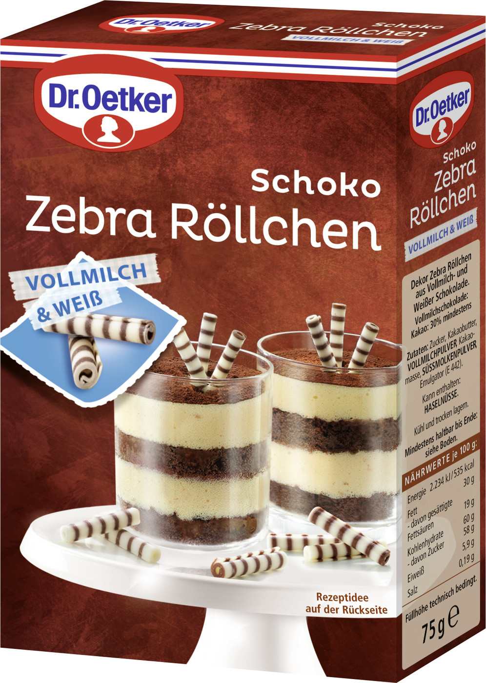 Dr.Oetker Schoko Zebra Röllchen 75G