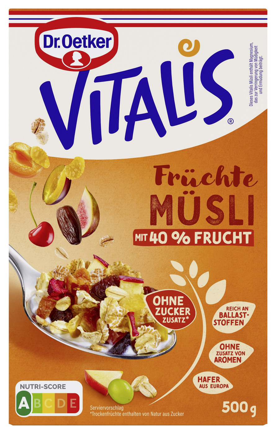 Dr.Oetker Vitalis Früchtemüsli ohne Zuckerzusatz 500G