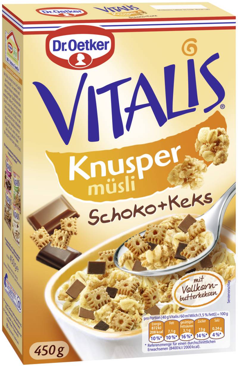 Dr.Oetker Vitalis Knusper Schoko + Keks Müsli 450G