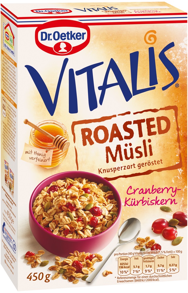 Dr.Oetker Vitalis Roasted Müsli Cranberry-Kürbiskern 450G