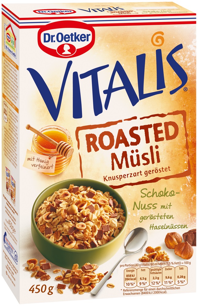 Dr.Oetker Vitalis Roasted Müsli Schoko-Nuss 450G Dr.Oetker Vitalis Roasted Müsli Schoko-Nuss 450G