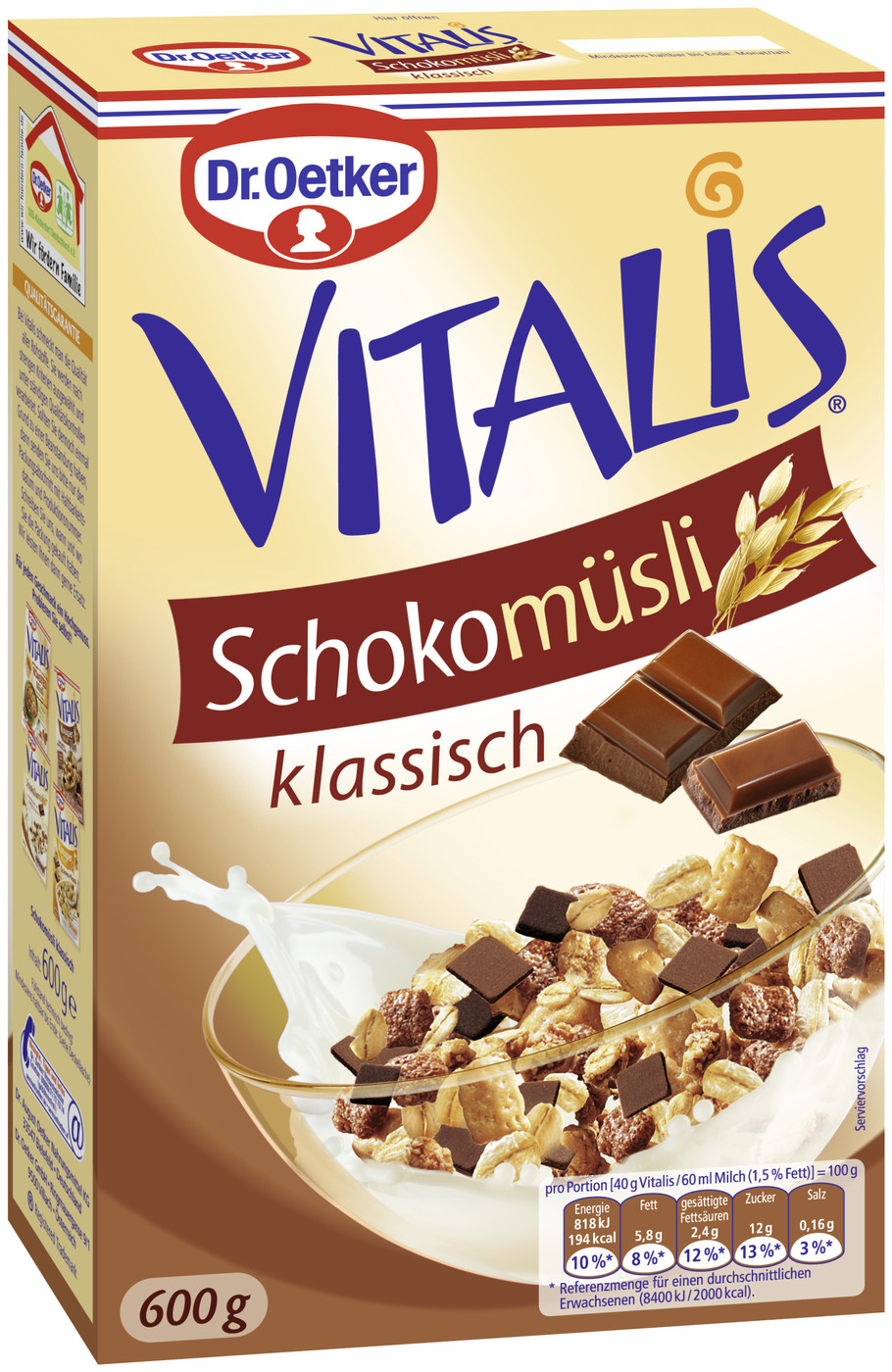Dr.Oetker Vitalis Schoko Müsli klassisch 600G Dr.Oetker Vitalis Schoko Müsli klassisch 600G