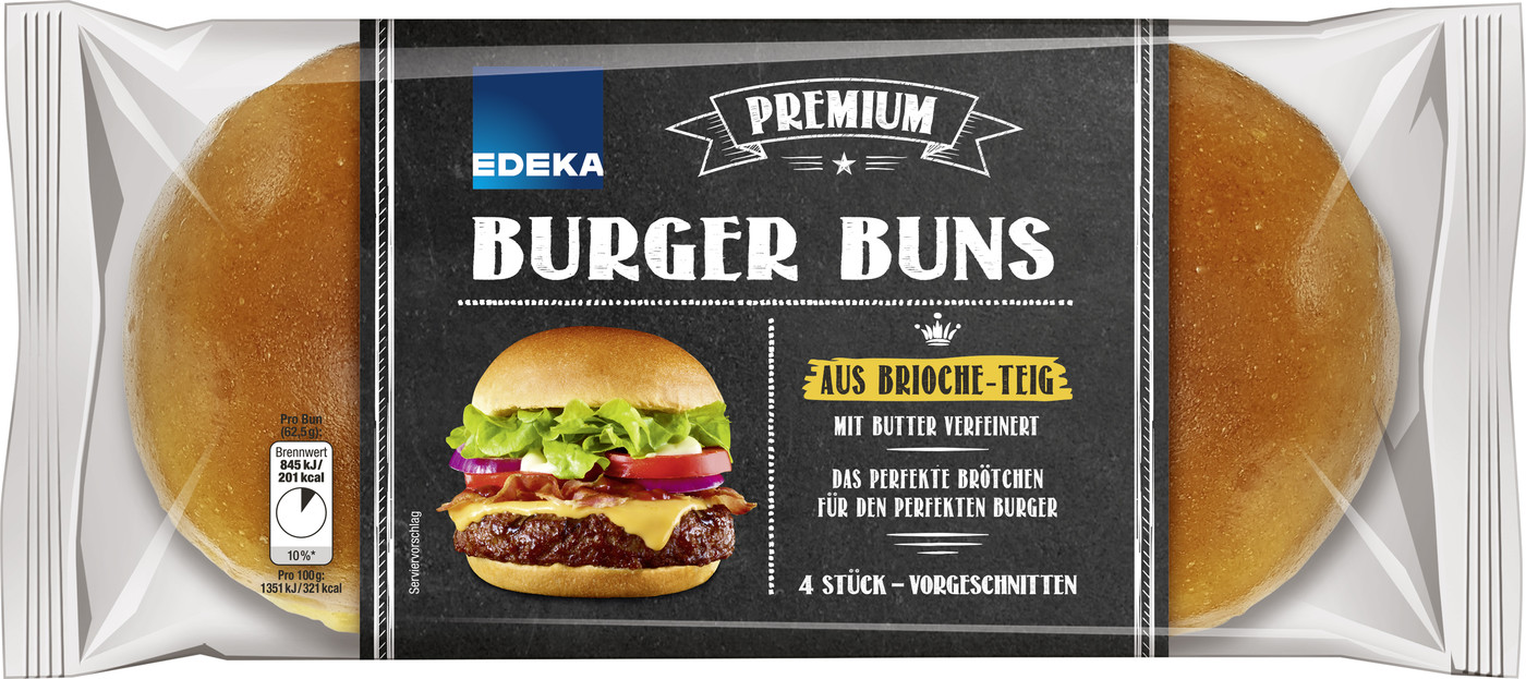 EDEKA 4 Brioche Burger Buns 250G