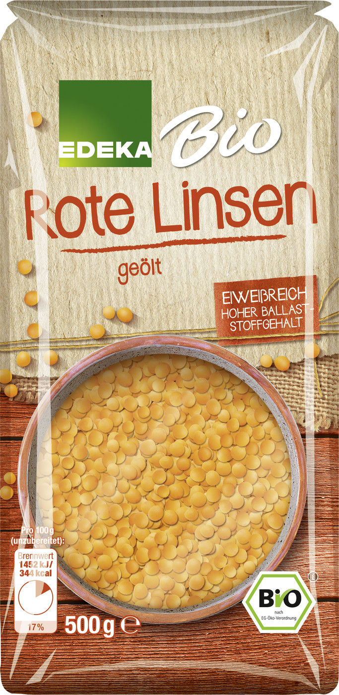 EDEKA Bio Rote Linsen geölt 500G