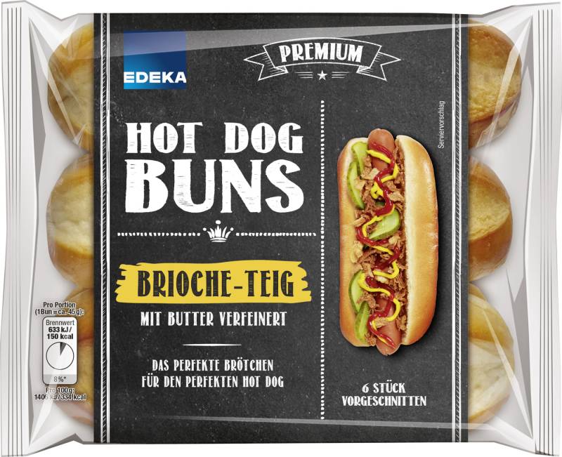 EDEKA Brioche Hot Dog Buns 6ST 270G