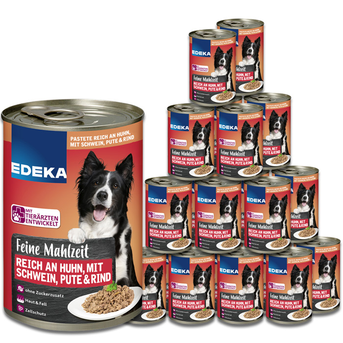 EDEKA Feine Mahlzeit Hund Reich an Huhn mit Schwein, Pute & Rind 20x400G