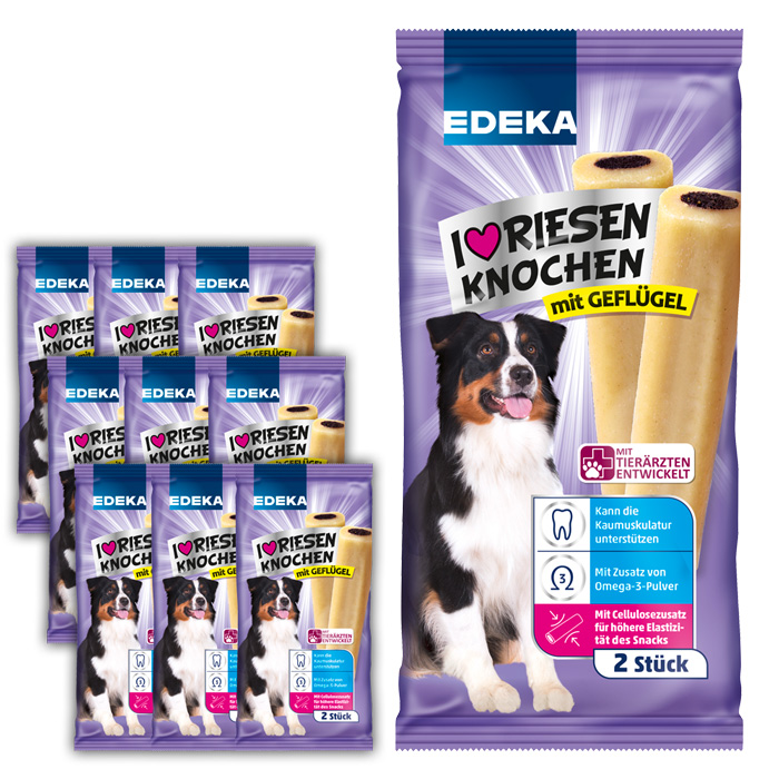 EDEKA I Love Riesenknochen mit Geflügel 9x200G EDEKA I Love Riesenknochen mit Geflügel 9x200G