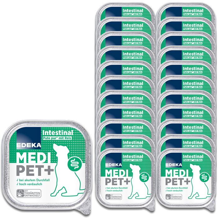 EDEKA Medi Pet+ Hund Intestinal Pute pur mit Reis 22x150G EDEKA Medi Pet+ Hund Intestinal Pute pur mit Reis 22x150G