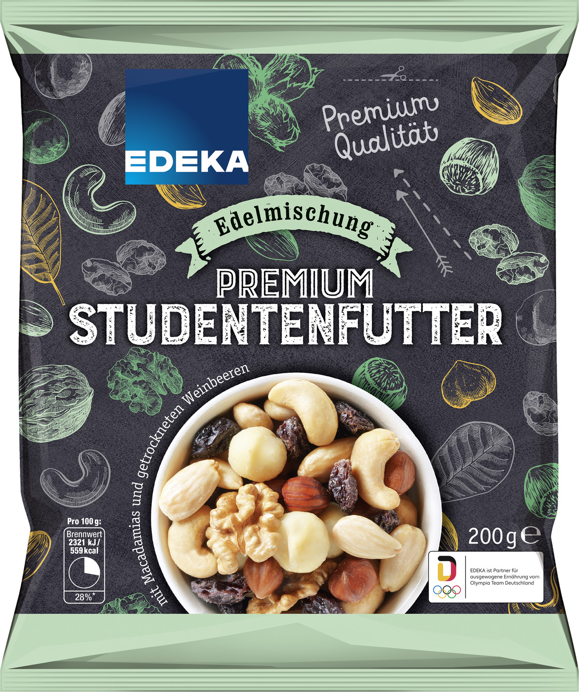 EDEKA Studentenfutter Edelmischung ohne Salz 200G
