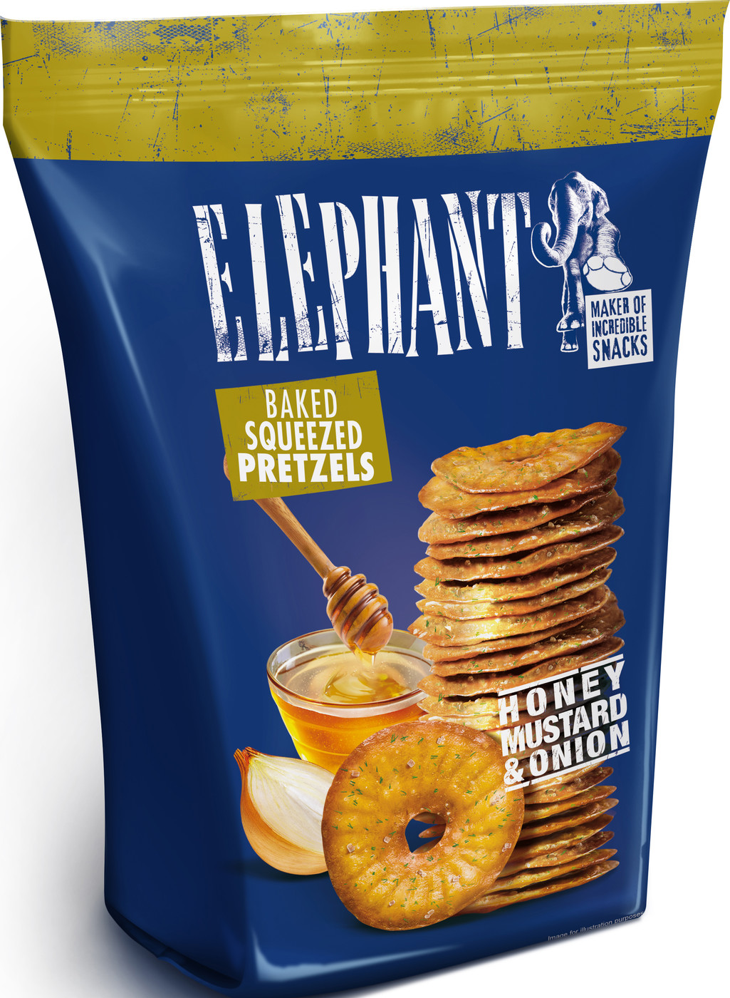Elephant Baked Squeezed Pretzels Honig-Senf-Zwiebel 70G Elephant Baked Squeezed Pretzels Honig-Senf-Zwiebel 70G