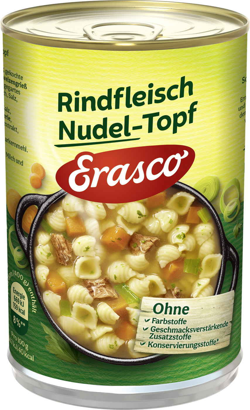 Erasco 1 Portion Rindfleisch Nudel-Topf 400G Erasco 1 Portion Rindfleisch Nudel-Topf 400G