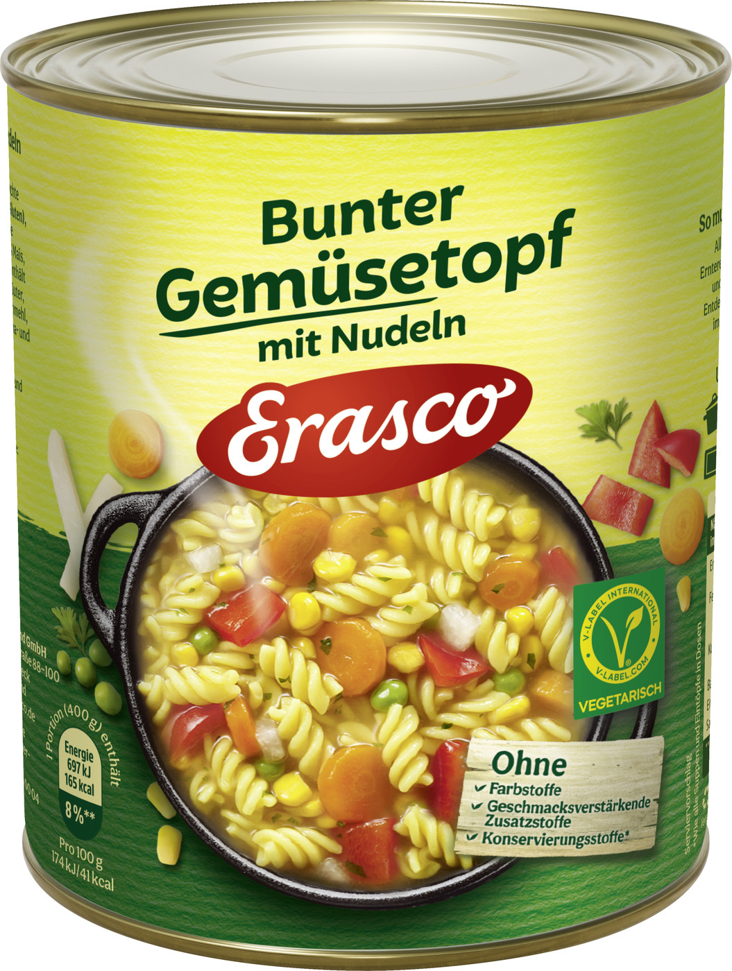 Erasco Bunter Gemüsetopf mit Nudeln 800G Erasco Bunter Gemüsetopf mit Nudeln 800G