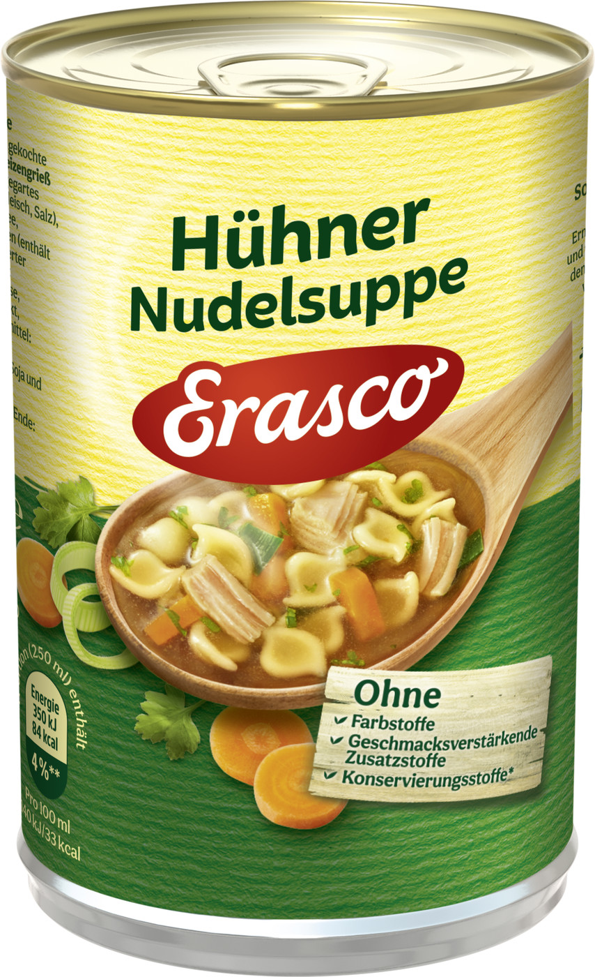 Erasco Hühner-Nudelsuppe 390ML Erasco Hühner-Nudelsuppe 390ML