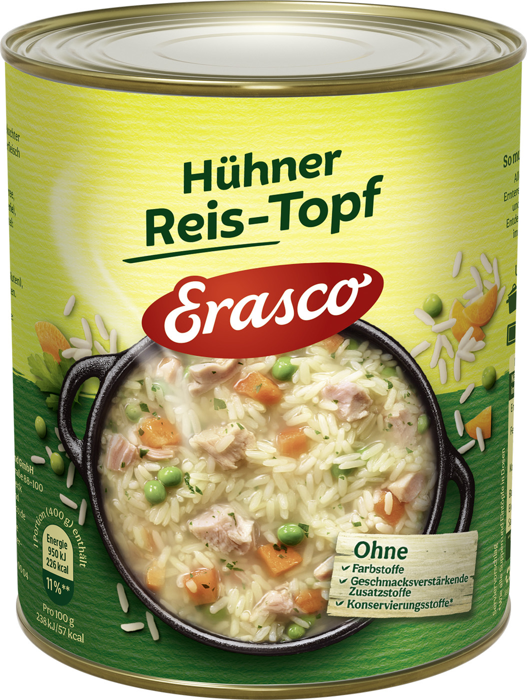 Erasco Hühner Reis-Topf mit Hühnerbrühe 800G