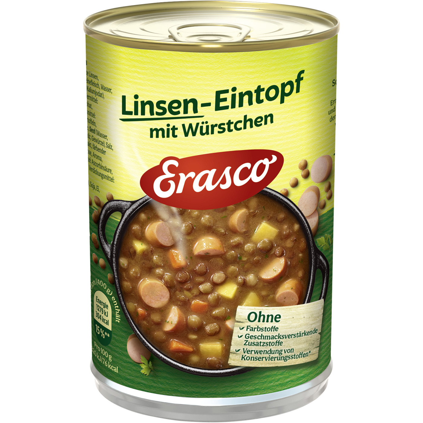Erasco Linsen-Eintopf mit Würstchen 1 Portion 400G Erasco Linsen-Eintopf mit Würstchen 1 Portion 400G