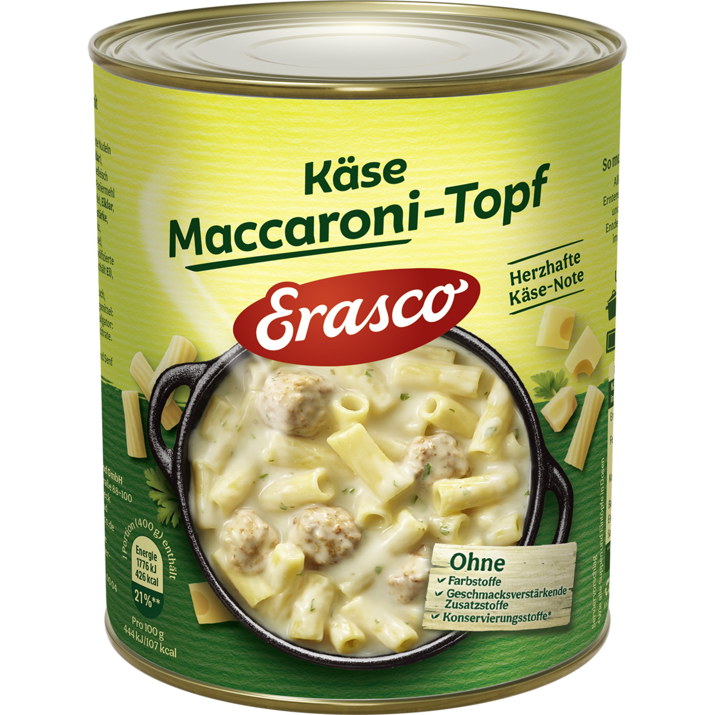 Erasco Käse Maccaroni-Topf 800G Erasco Käse Maccaroni-Topf 800G