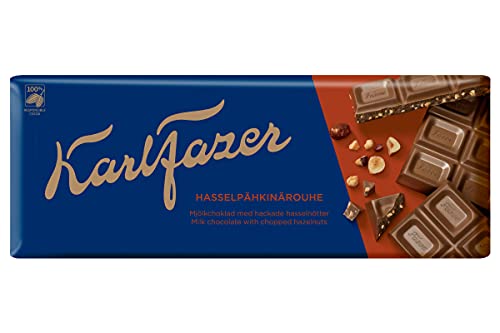 Karl Fazer Milchschokolade mit gehackten Hasselnüssen, 200g Tafel von Fazer