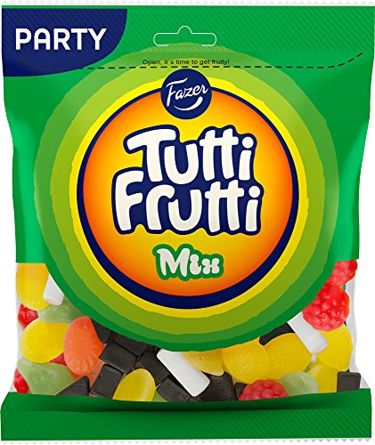 Fazer Tutti Frutti Mix aus Lakritz, Salmiak und fruchtigem Weingummi, Süßigkeiten, Partybeutel, 350 g Fazer Tutti Frutti Mix aus Lakritz, Salmiak und fruchtigem Weingummi, Süßigkeiten, Partybeutel, 350 g