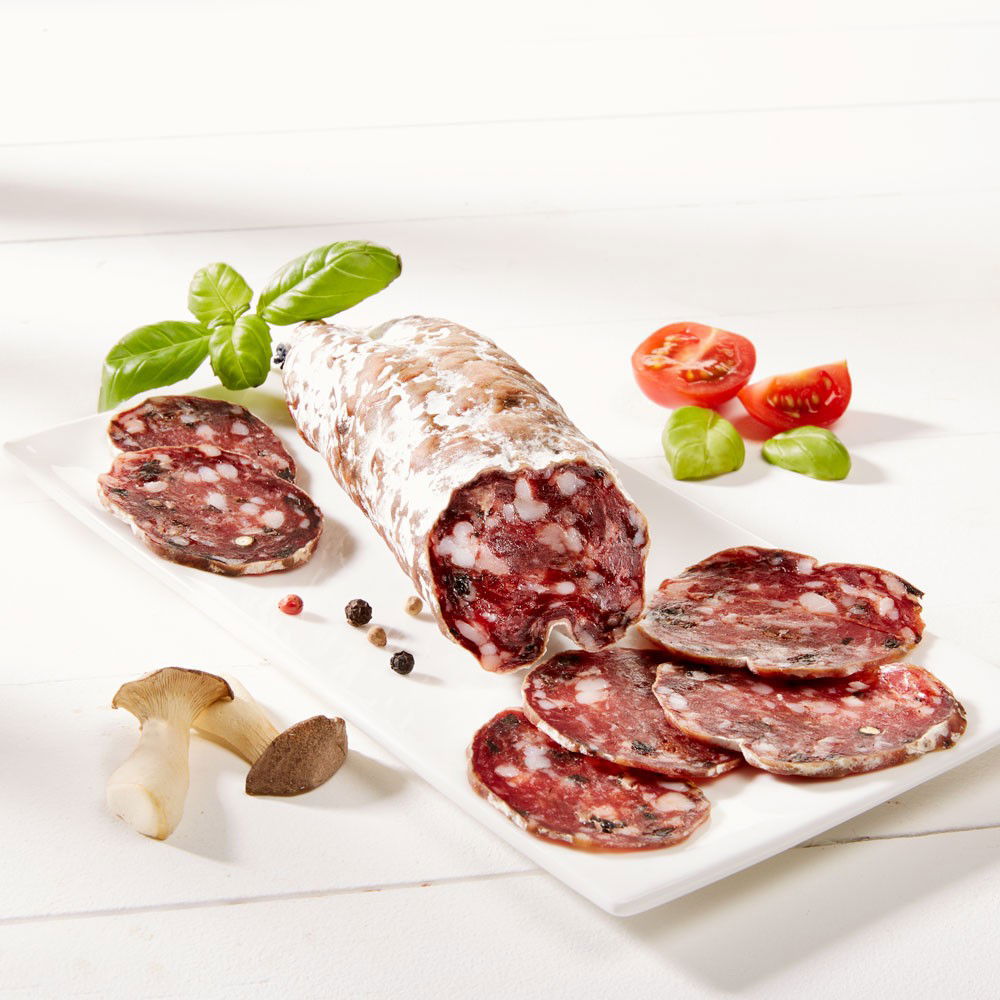 Französische Schweinesalami mit Steinpilzen, im Stück Französische Schweinesalami mit Steinpilzen, im Stück von Maison Loste