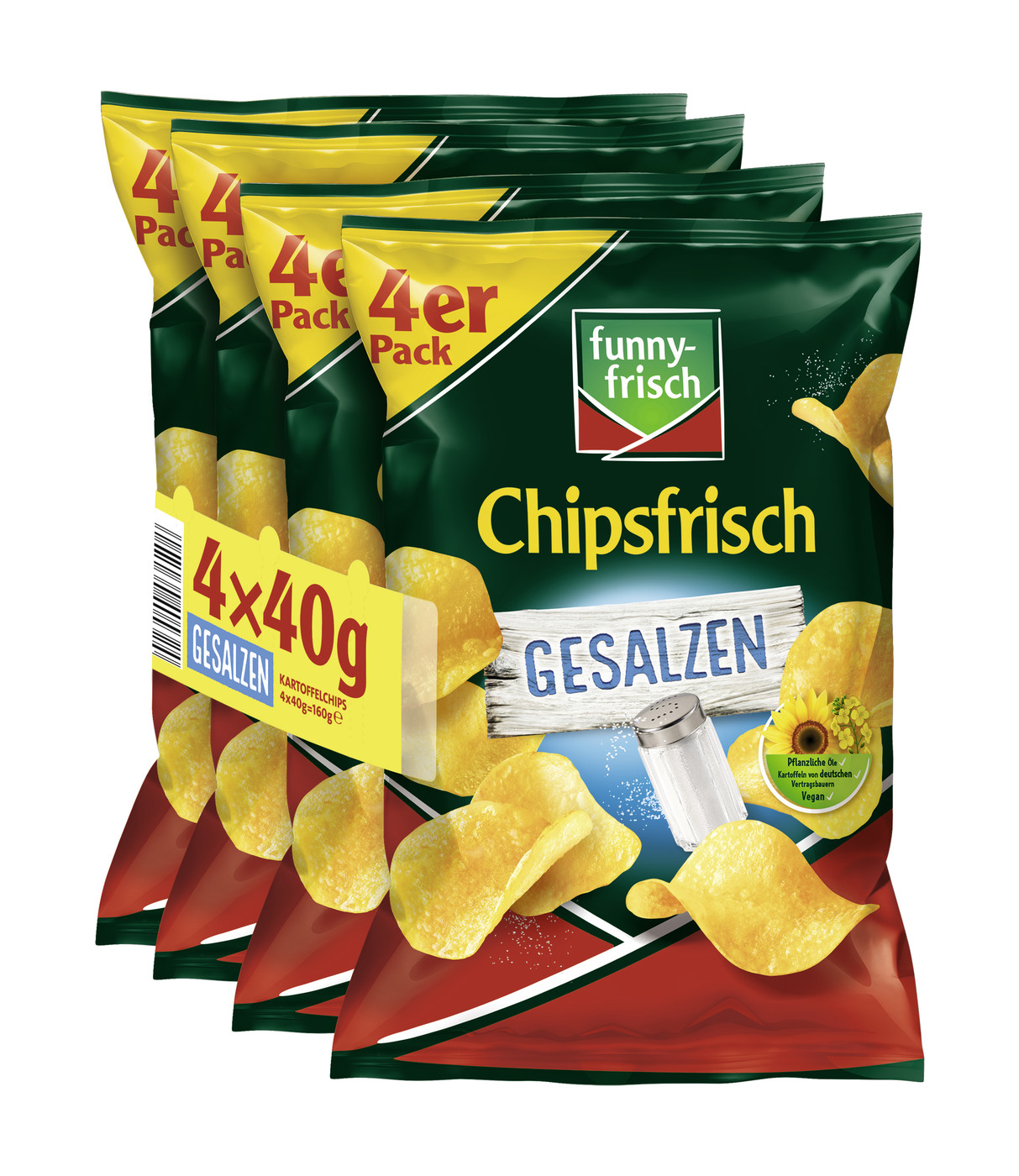 Funny-Frisch Chipsfrisch gesalzen 4x 40g Funny-Frisch Chipsfrisch gesalzen 4x 40g