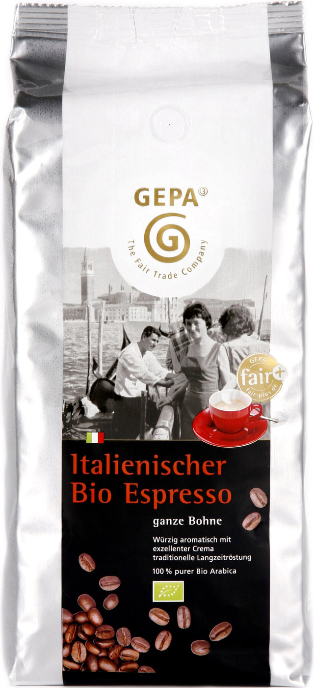 GEPA Fairtrade Italienischer Bio Espresso ganze Bohnen 1KG