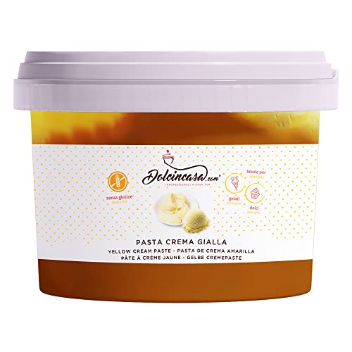 Gelbe Sahnepaste Schmelzt hochpasteurisiertes Eigelb mit dickem, orangefarbenem Puddinggeschmack Streichfähig auf Eisdesserts für den privaten oder professionellen Gebrauch Glutenfrei 200 g Packung von Dolcincasa.com