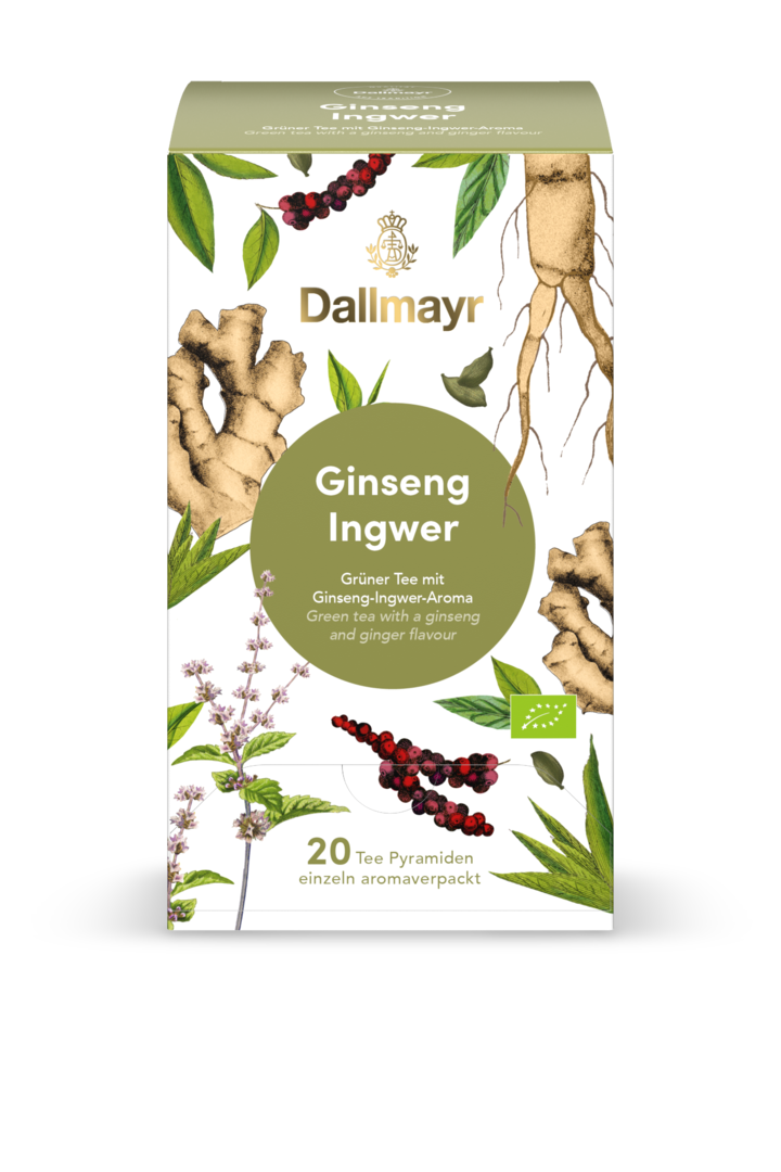 Ginseng Ingwer Bio Grüner Tee mit Ginseng-Ingwer-Aroma von Alois Dallmayr Kaffee OHG