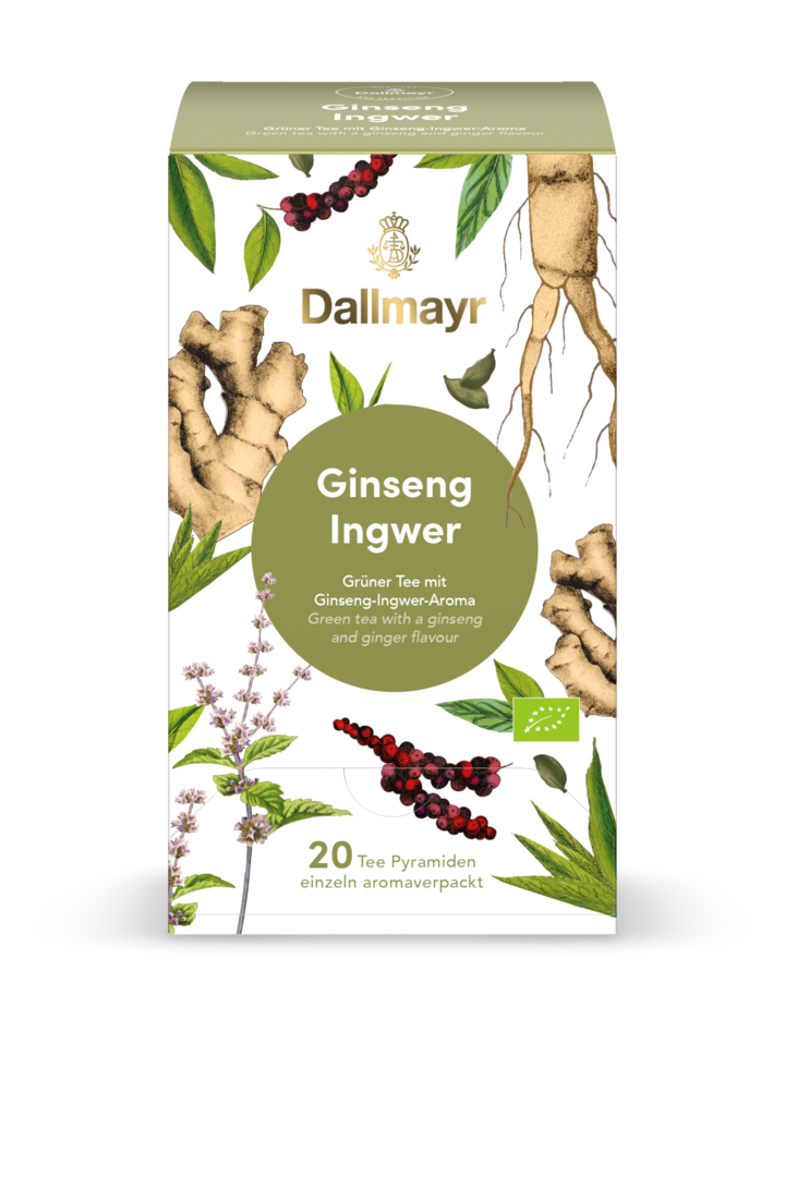 Ginseng Ingwer Bio Grüner Tee mit Ginseng-Ingwer-Aroma Ginseng Ingwer Bio Grüner Tee mit Ginseng-Ingwer-Aroma von Alois Dallmayr Kaffee OHG