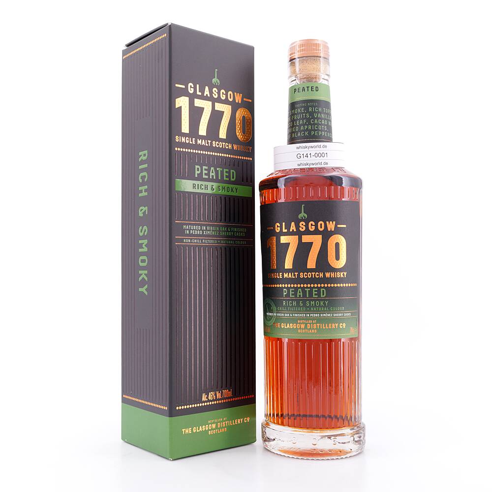 Glasgow Distillery 1770 Glasgow Single Malt Peated 0,70 L/ 46.0% vol Glasgow Distillery 1770 Glasgow Single Malt Peated 0,70 L/ 46.0% vol
