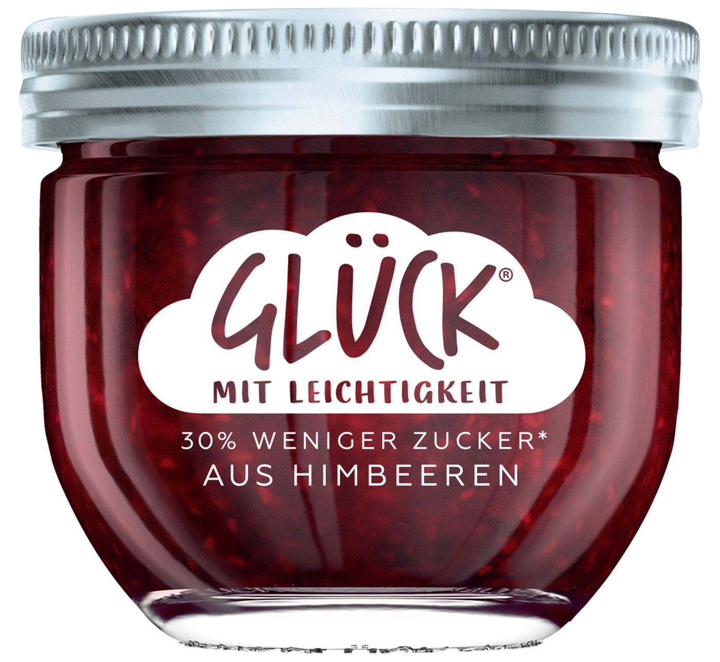 Glück Fruchtaufstrich Himbeere 30% weniger Zucker 230G