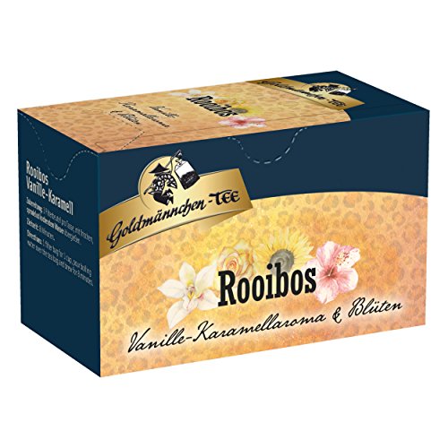 Goldmännchen Tee Rooibos Vanille - Karamell mit Blüten, Rooibostee, Kräutertee im Beutel, 20 einzeln versiegelte Teebeutel von Goldmännchen