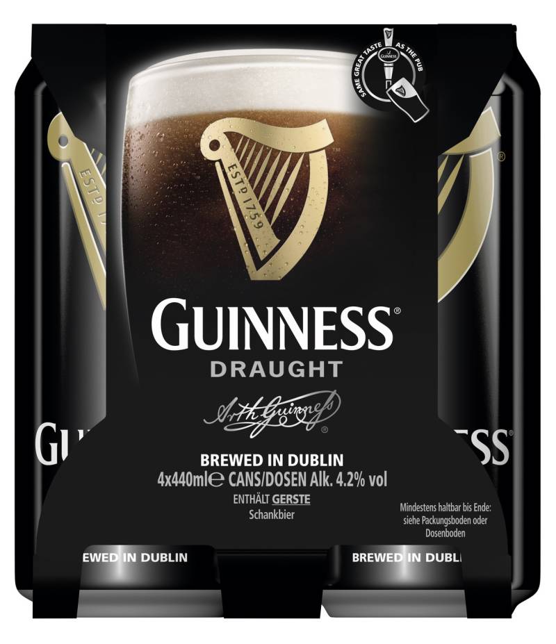 Guinness Draught mit Floating Widget Dose 4x 0,44L