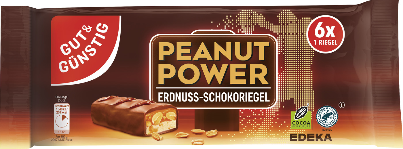 Gut & Günstig Schokoriegel Peanut Power 6ST 300G
