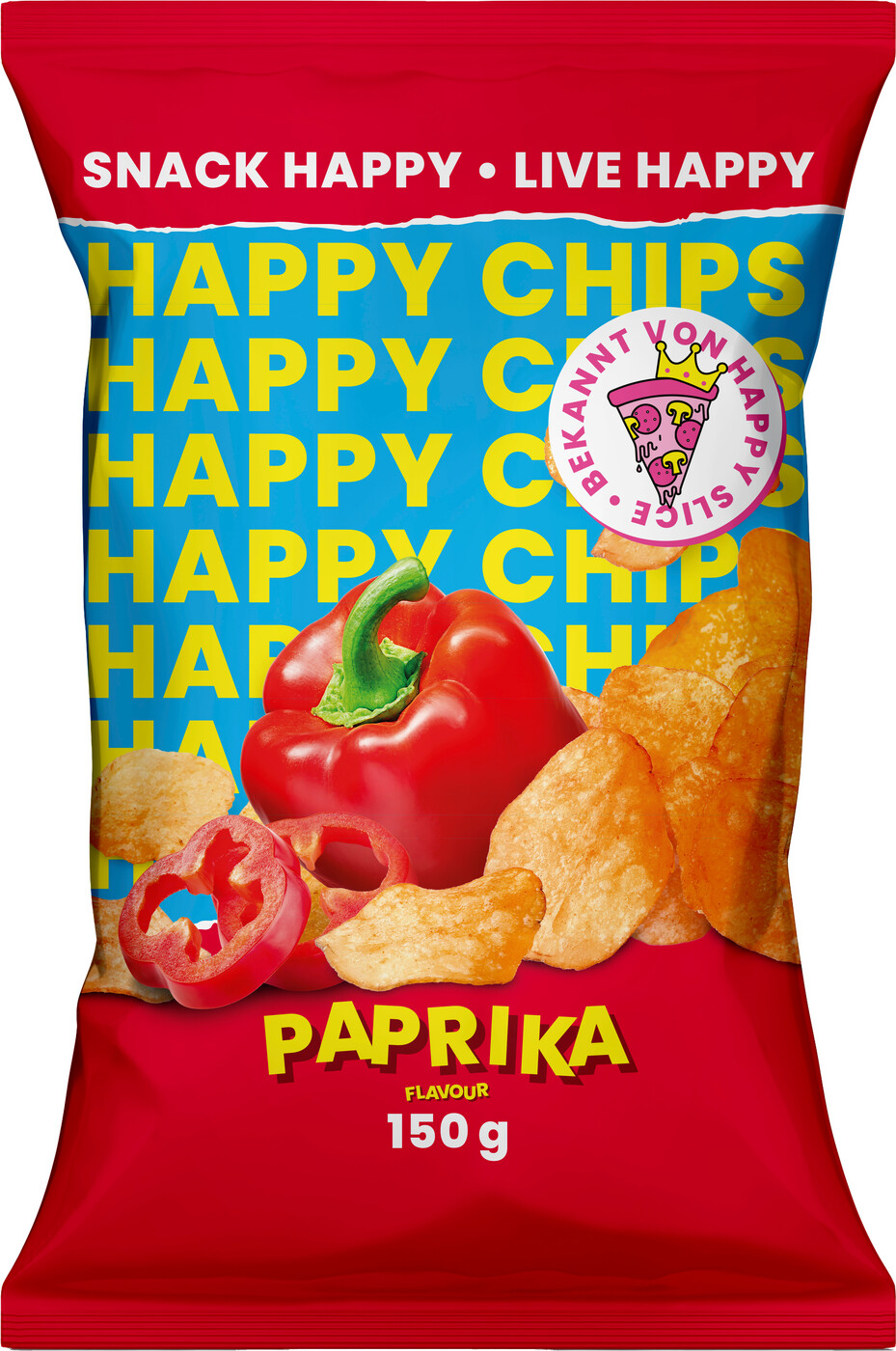 Happy Slice Happy Chips Paprika 150G - MHD 16.05.2025 Happy Slice Happy Chips Paprika 150G - MHD 16.05.2025