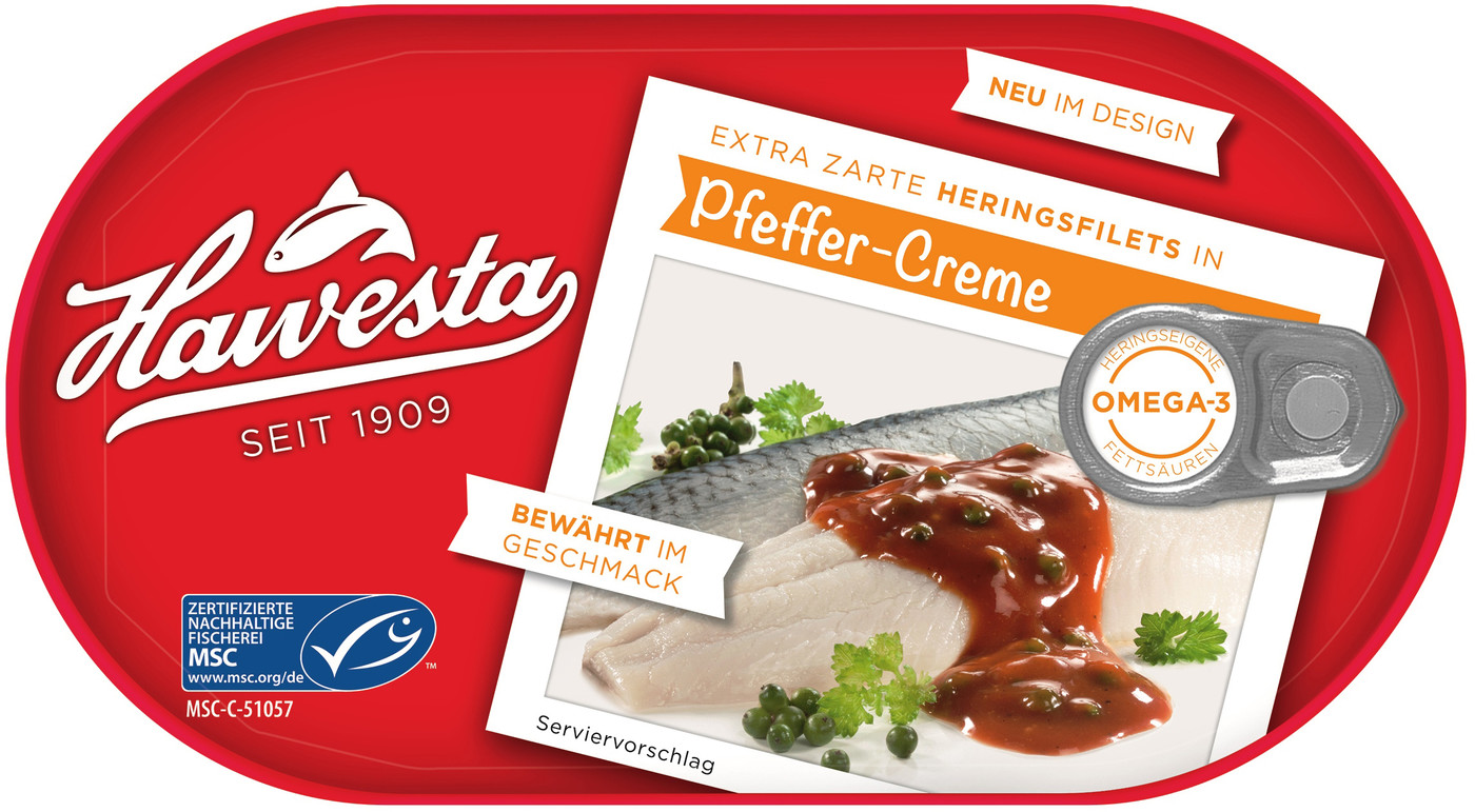 Hawesta Heringsfilet in Pfeffer-Creme 200G Hawesta Heringsfilet in Pfeffer-Creme 200G
