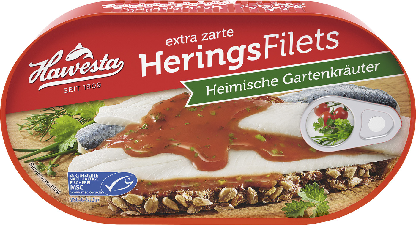 Hawesta Heringsfilets in Tomaten-Creme "Heimische Gartenkräuter" 200G
