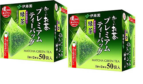 Itoen O ～ i Ocha Premium Matcha Grüntee, Japanischer Grüntee Ryokucha mit Matcha Uji, 1,8g Teebeutel, Packung mit 2 Boxen (Total 100 Beutel), Hergestellt in Japan von Itoen Japan