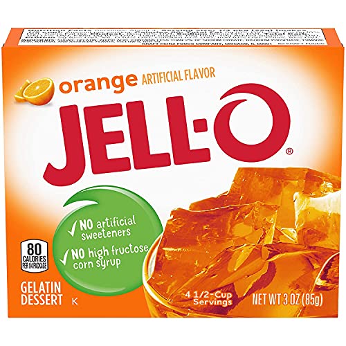 JELL-O Jello Gelatin Dessert 3 Ounce Boxes Pack of 4 (Orange)