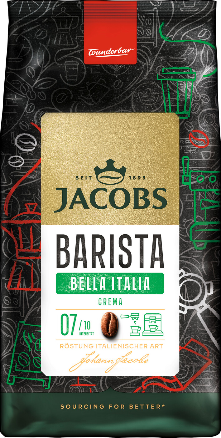 Jacobs Barista Editions Bella Italia Kaffee Crema Selektion des Jahres ganze Bohne 1KG