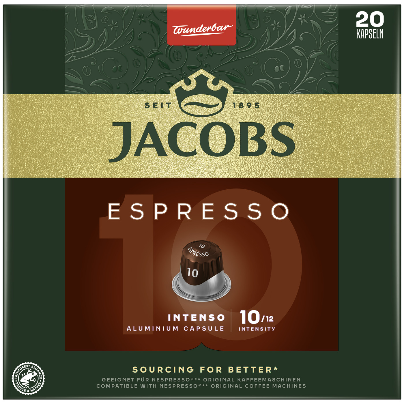 Jacobs Espresso 10 Intenso Kaffekapseln 20ST 104G