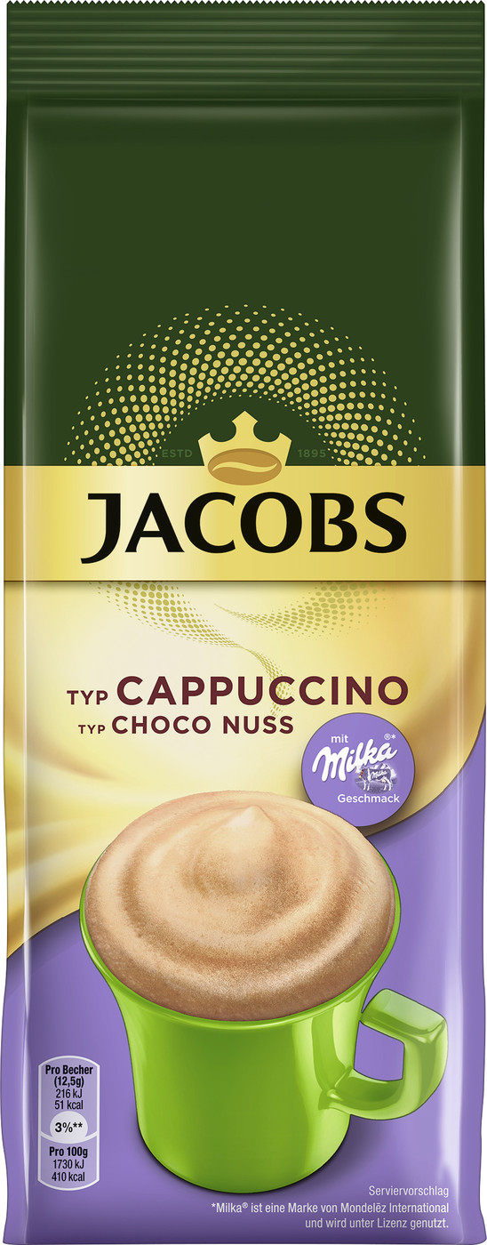 Jacobs Instant Cappuccino Typ Choco Nuss Nachfüllbeutel 500G
