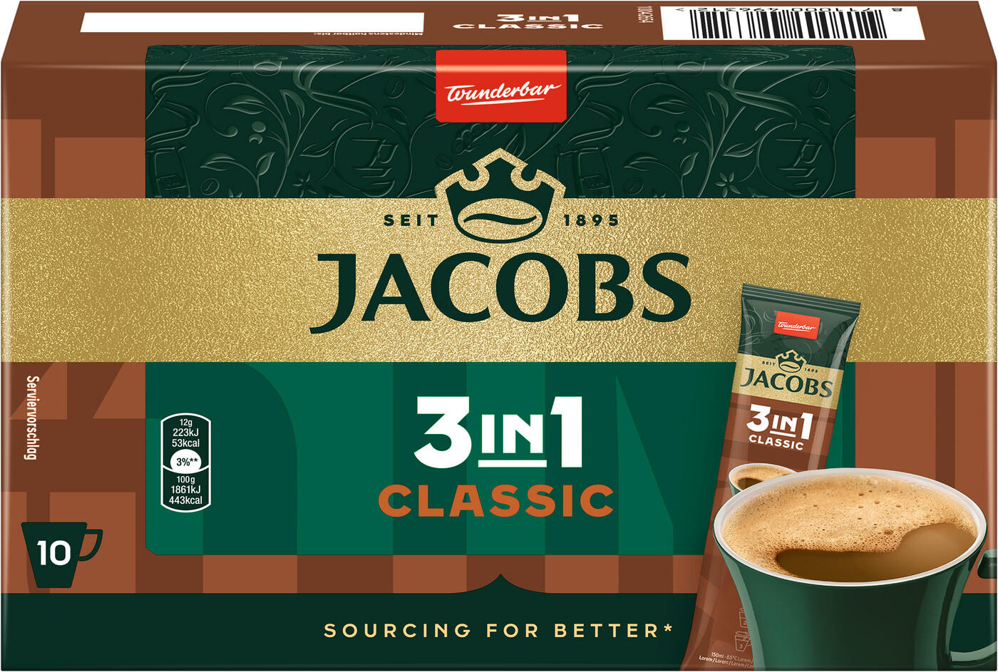 Jacobs Kaffee Instant 3in1 Classic 10ST 120G