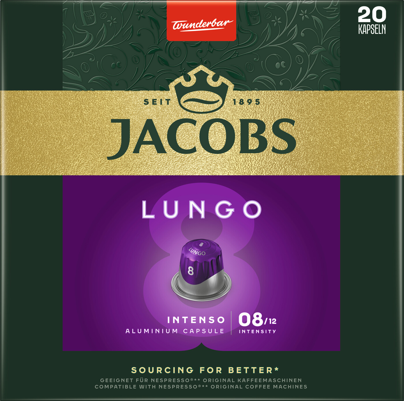Jacobs Lungo 8 Intenso Kaffeekapseln 20ST 104G Jacobs Lungo 8 Intenso Kaffeekapseln 20ST 104G