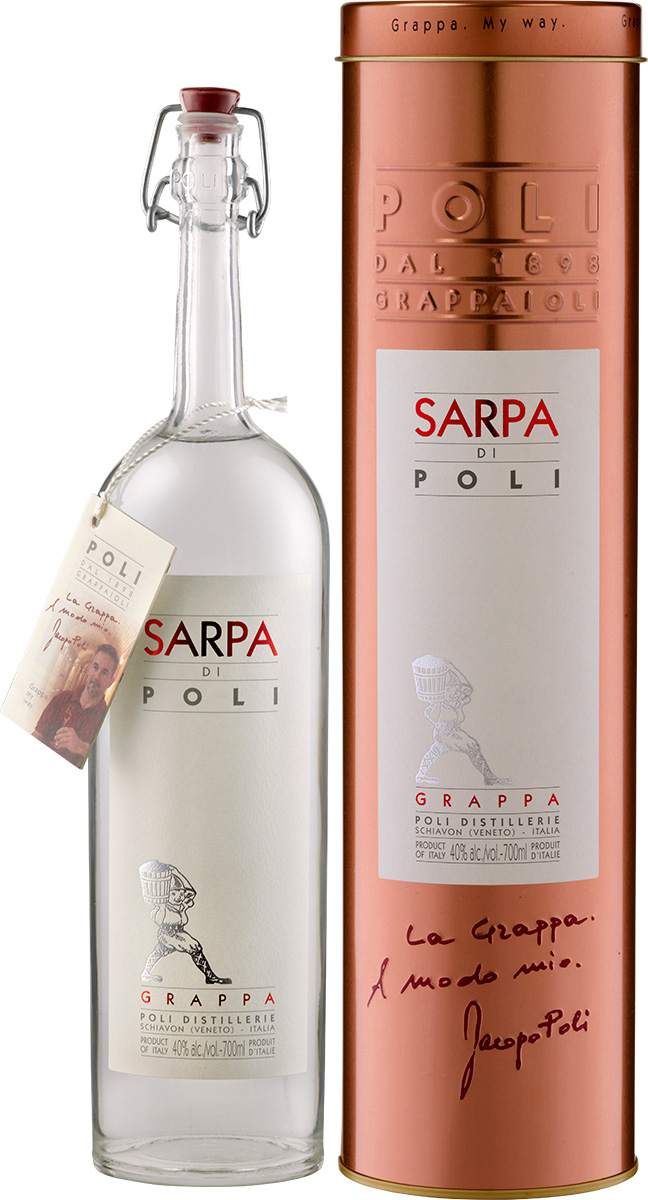 Jacopo Poli Grappa Sarpa di Poli - in Geschenkröhre - Jacopo Poli Grappa Sarpa di Poli - in Geschenkröhre -