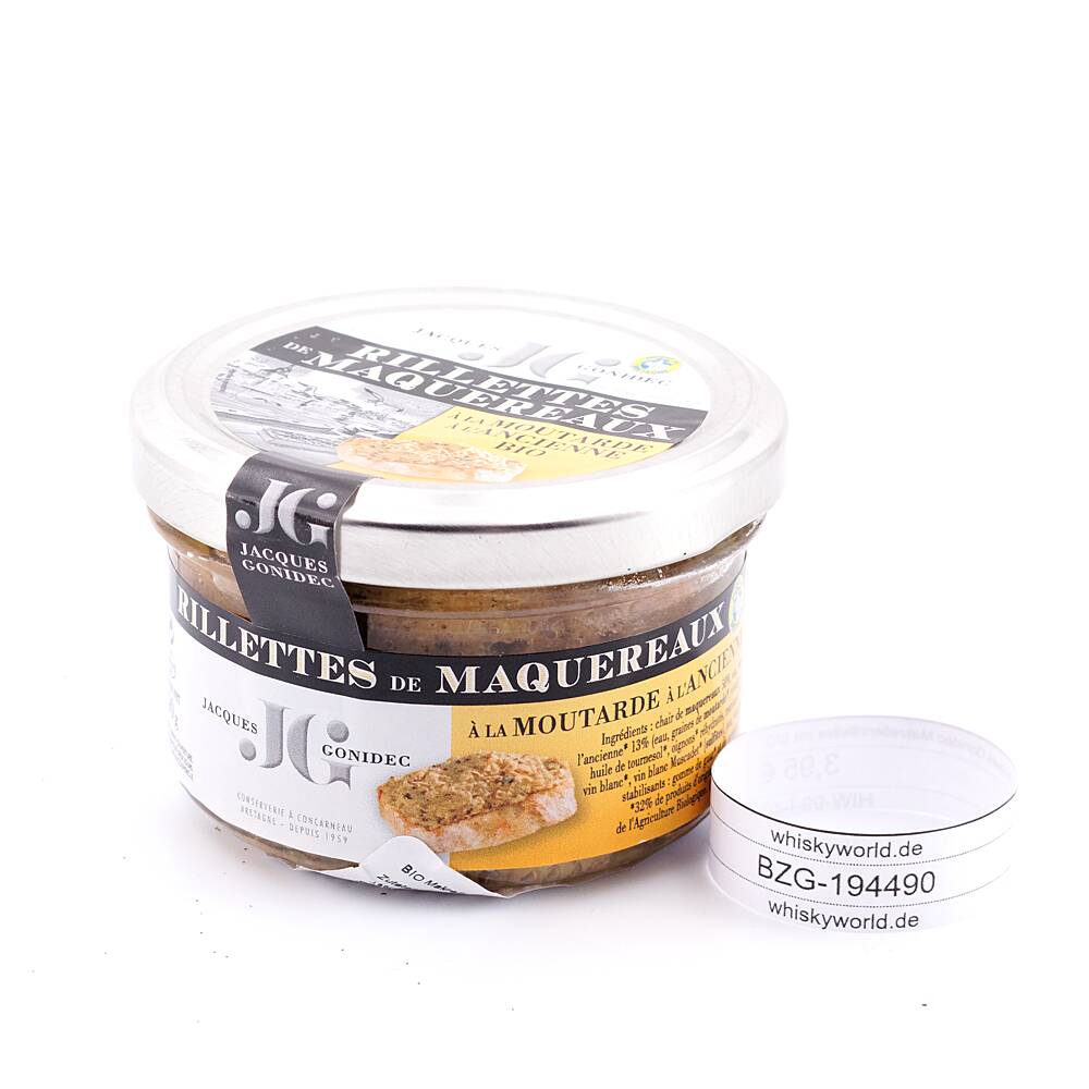 Jacques Gonidec Makrelenrillettes mit BIO-Senf 90 g Jacques Gonidec Makrelenrillettes mit BIO-Senf 90 g