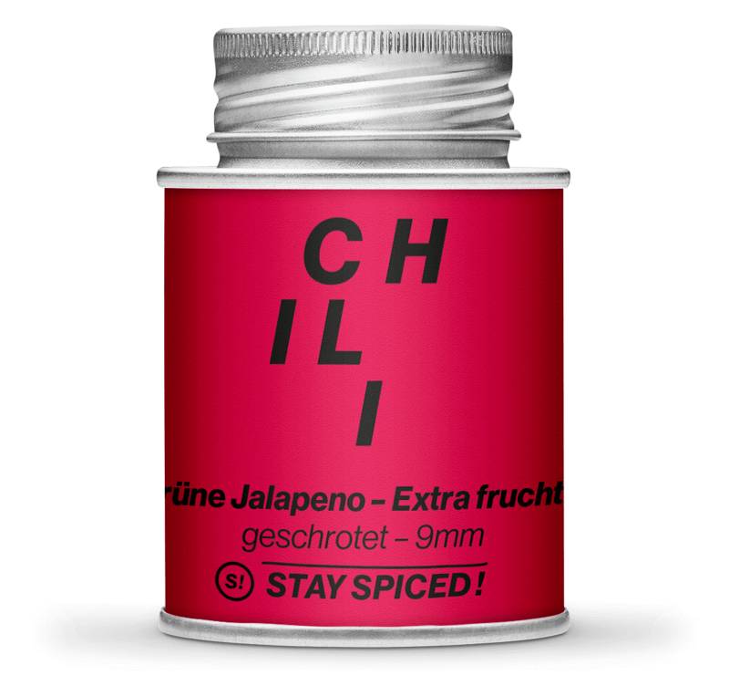 Jalapeno Chili, grün geschrotet 9mm - Extra Fruchtig!, 170ml Schraubdose