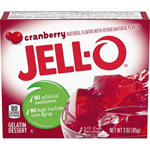 Jell-O Gelatin Dessert, Cranberry, 3-Ounce Boxes (Pack of 6)