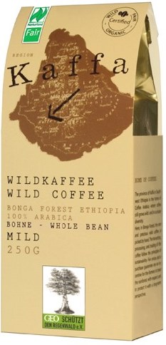 Kaffa Fairtrade Wildkaffee mild ganze Bohne