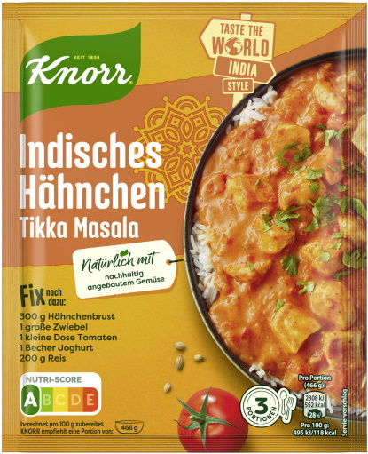 Knorr Fix Indisches Hähnchen Tikka Masala 36G Knorr Fix Indisches Hähnchen Tikka Masala 36G